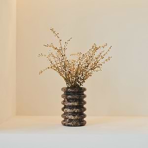 Varella - Dark Emperador Marble Ribbed Decorative Vase 15cm