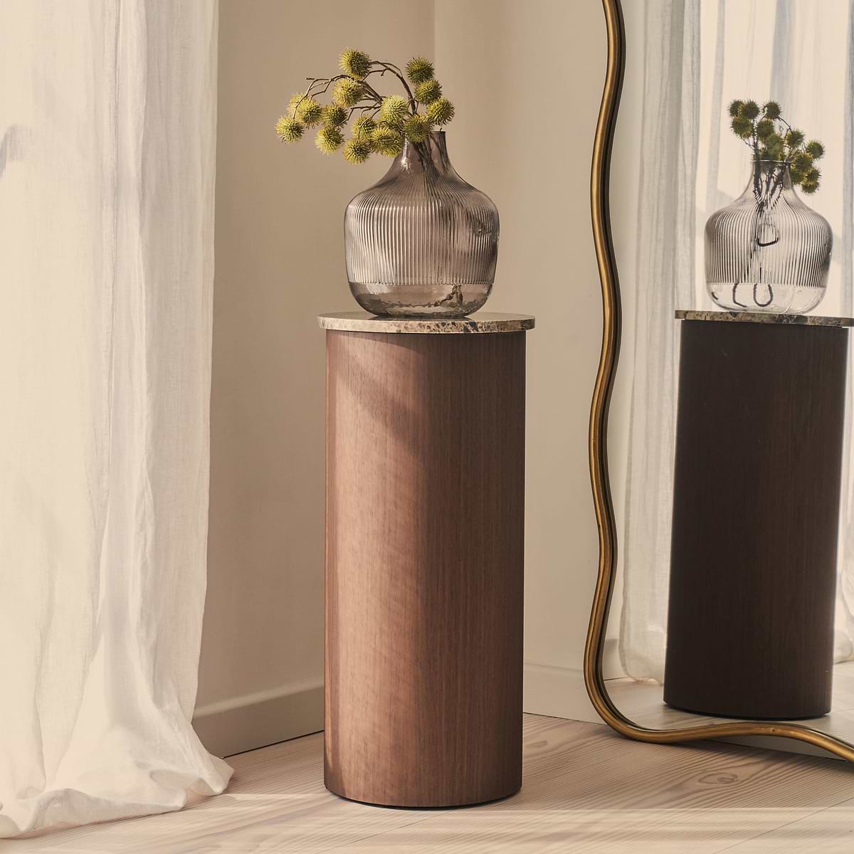 Madison - Dark Emperador Round Dark Wood Plinth