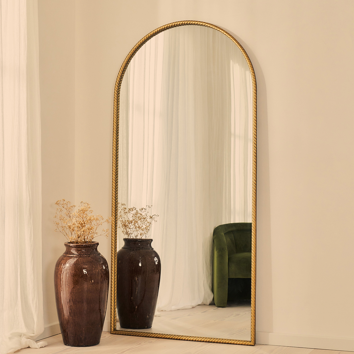 Corra - Gold Full Length Arched Rope Twist Mirror 190cm x 90cm