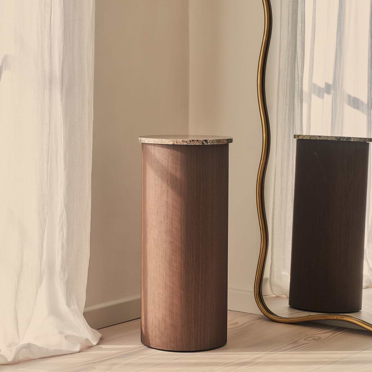 Madison - Dark Emperador Round Dark Wood Plinth