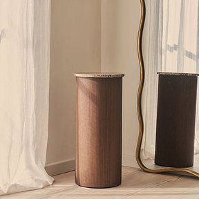 Madison - Dark Emperador Round Dark Wood Plinth