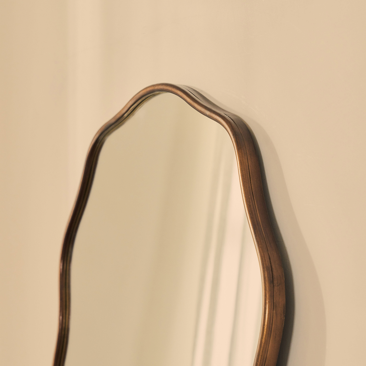 Sabrina - Antique Bronze Wavy Arched Metal Overmantle Mirror 100cm x 70cm