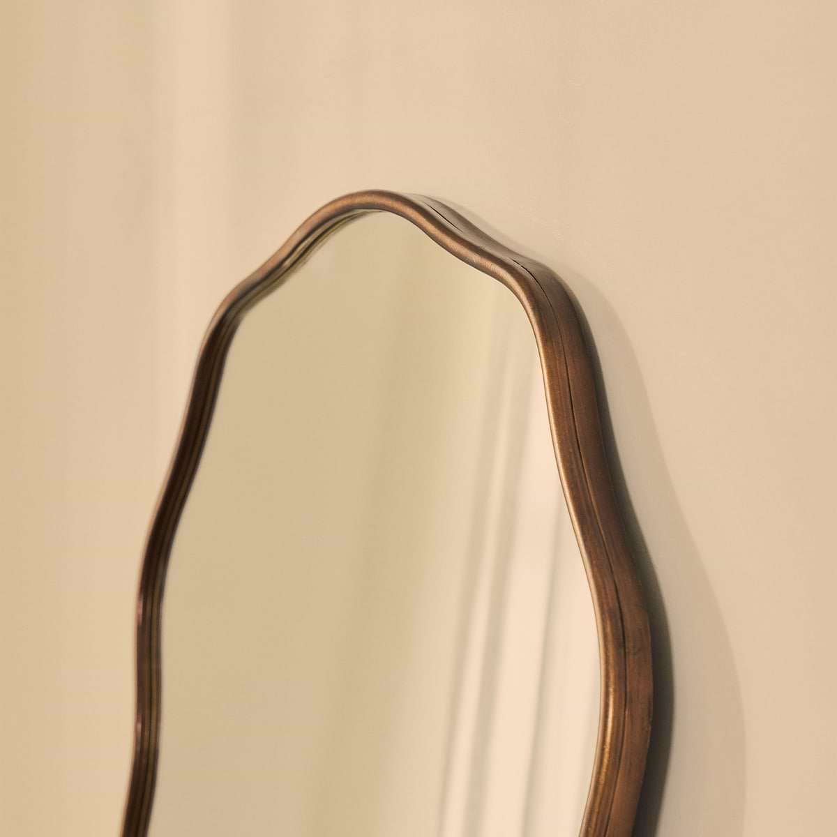 Sabrina - Antique Bronze Wavy Arched Metal Overmantle Mirror 100cm x 70cm