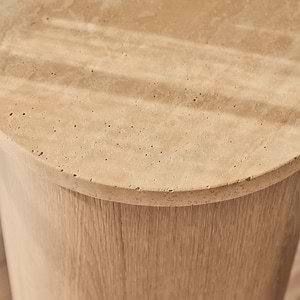 Madison - Beige Travertine Round Washed Wood Plinth