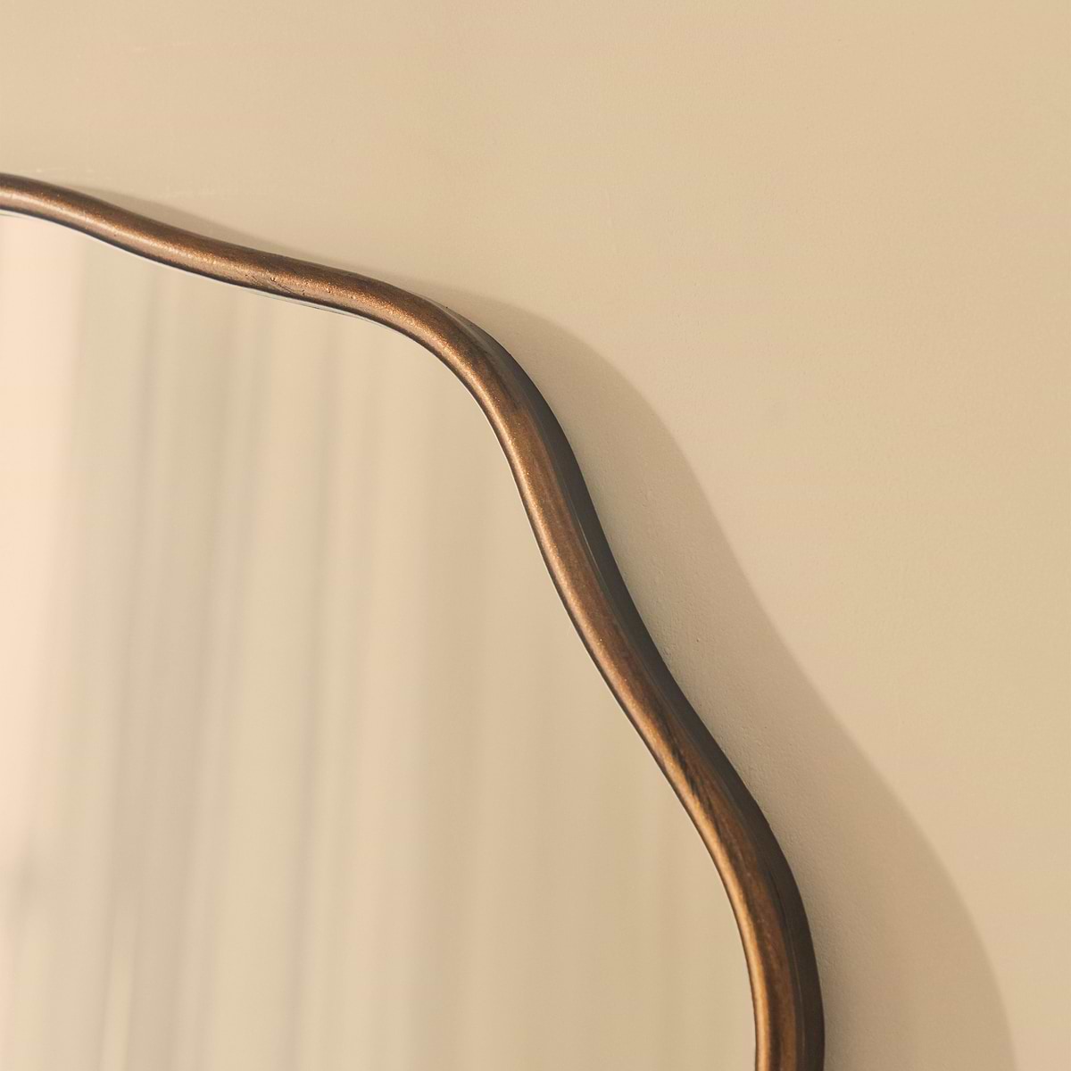 Sabrina - Antique Bronze Wavy Arched Metal Overmantle Mirror 100cm x 70cm