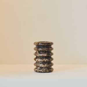 Varella - Dark Emperador Marble Ribbed Decorative Vase 15cm