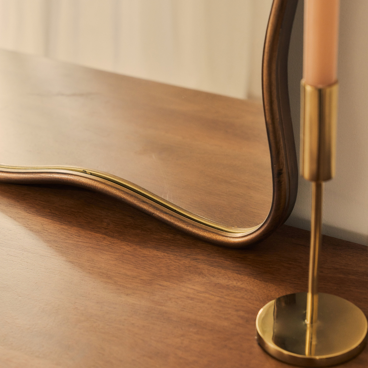 Sabrina - Antique Bronze Wavy Arched Metal Overmantle Mirror 100cm x 70cm