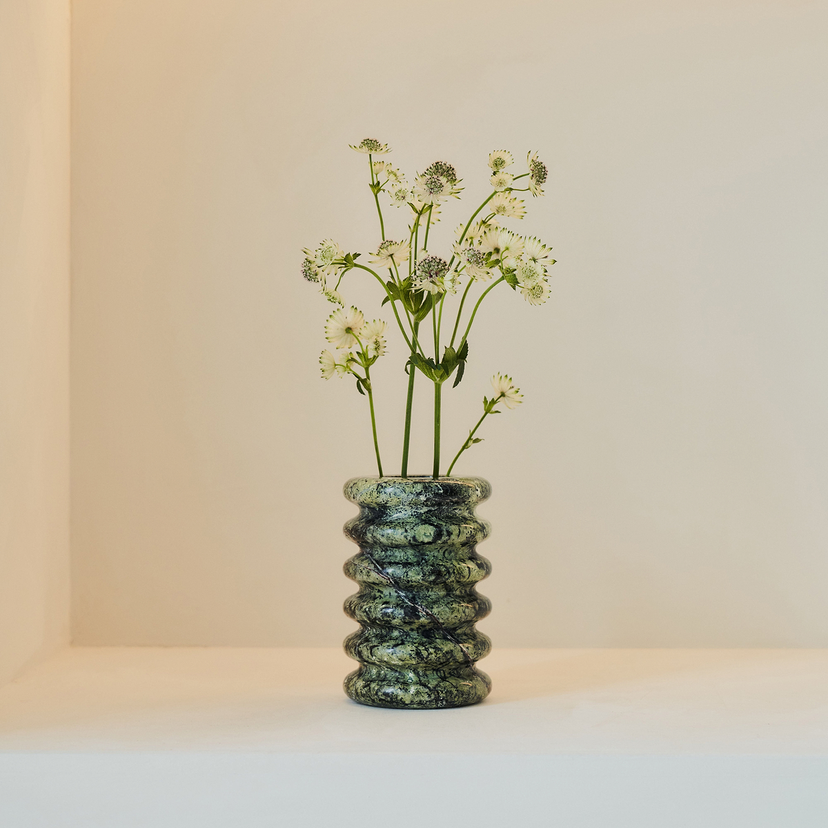 Varella - Green Marble Ribbed Decorative Vase 15cm