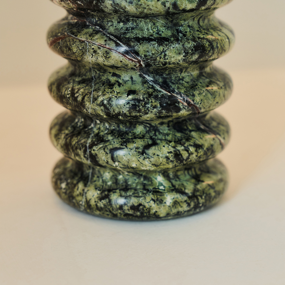 Varella - Green Marble Ribbed Decorative Vase 15cm