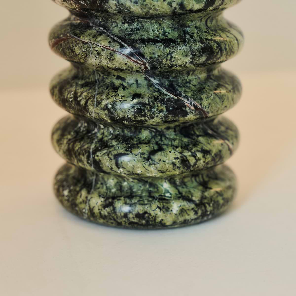 Varella - Green Marble Ribbed Decorative Vase 15cm