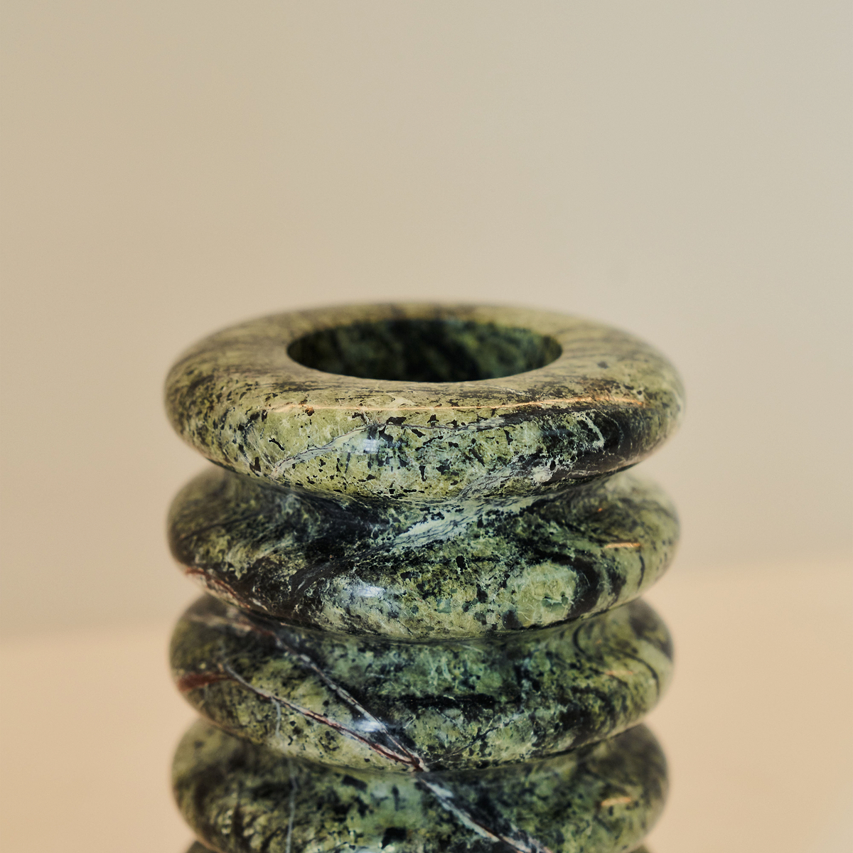 Varella - Green Marble Ribbed Decorative Vase 15cm