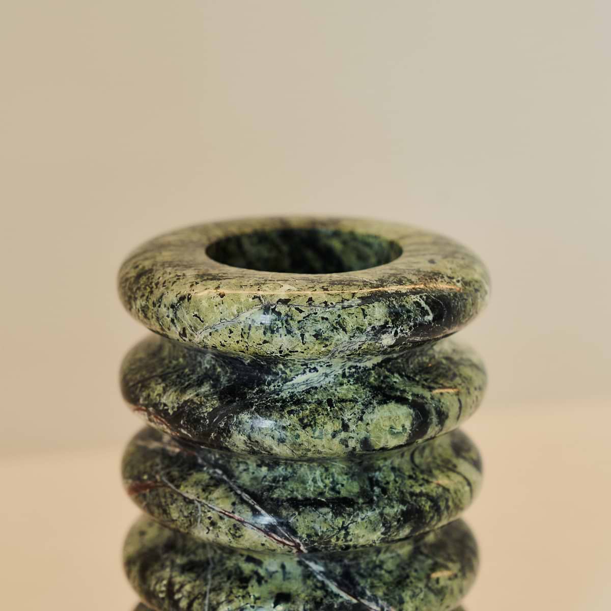 Varella - Green Marble Ribbed Decorative Vase 15cm