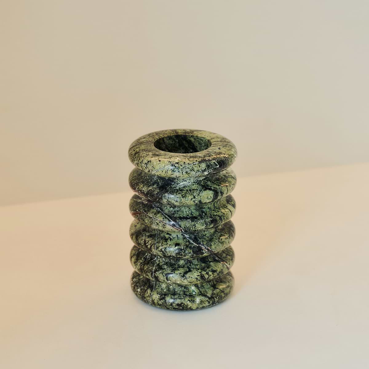 Varella - Green Marble Ribbed Decorative Vase 15cm