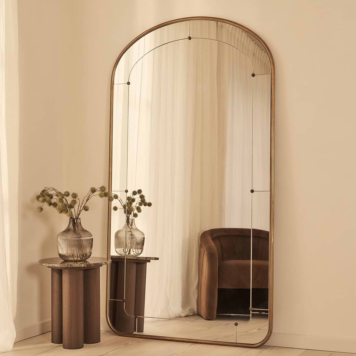 Venosa - Full Length Gold Arched Metal Mirror 180cm x 100cm