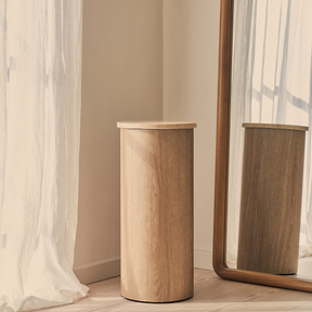 Madison - Beige Travertine Round Washed Wood Plinth