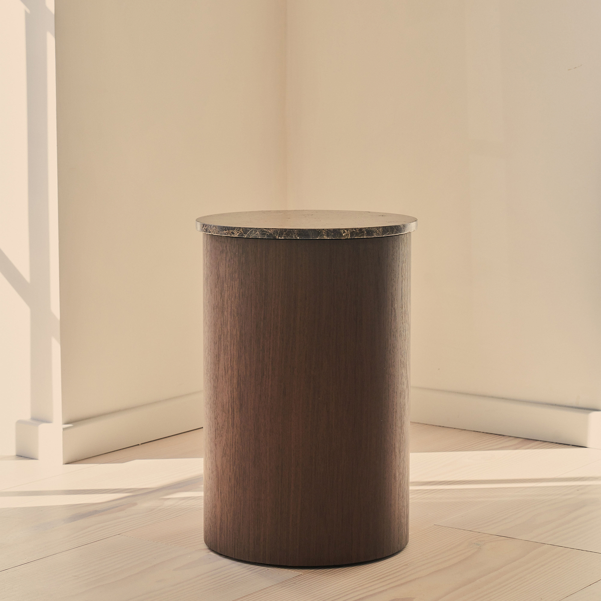 Madison - Dark Emperador Round Dark Wood Side Table