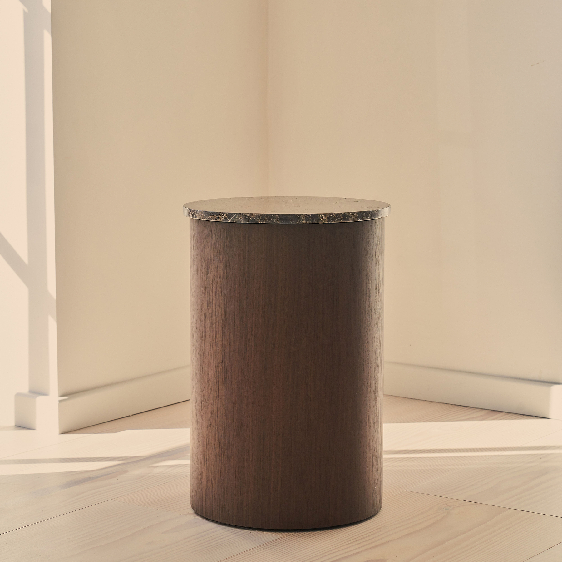 Madison - Dark Emperador Round Dark Wood Side Table