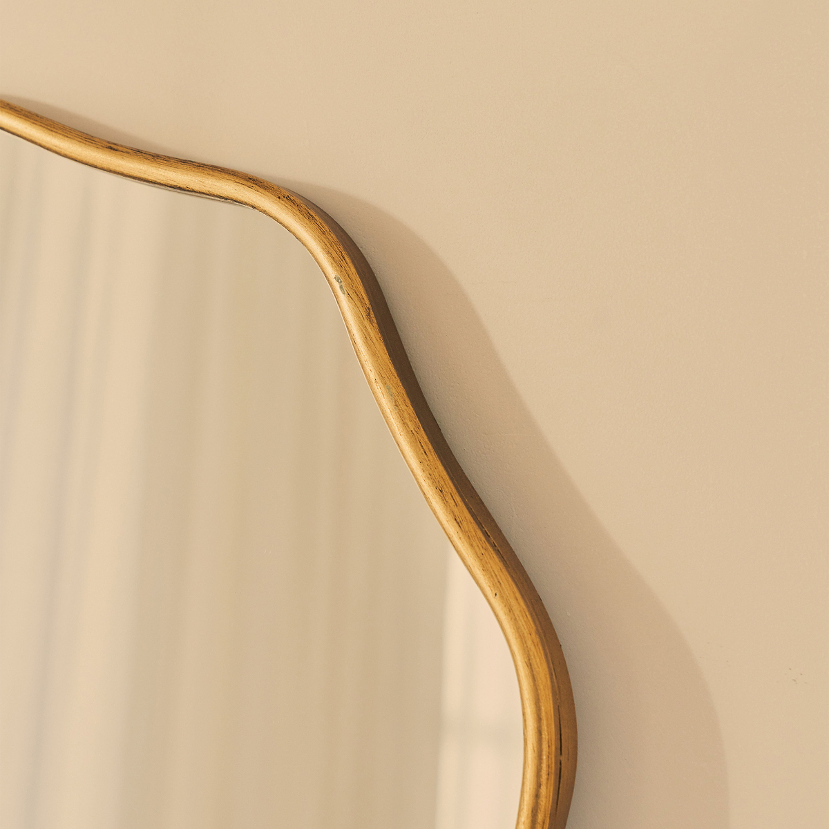 Sabrina - Gold Wavy Arched Metal Overmantle Mirror 100cm x 70cm