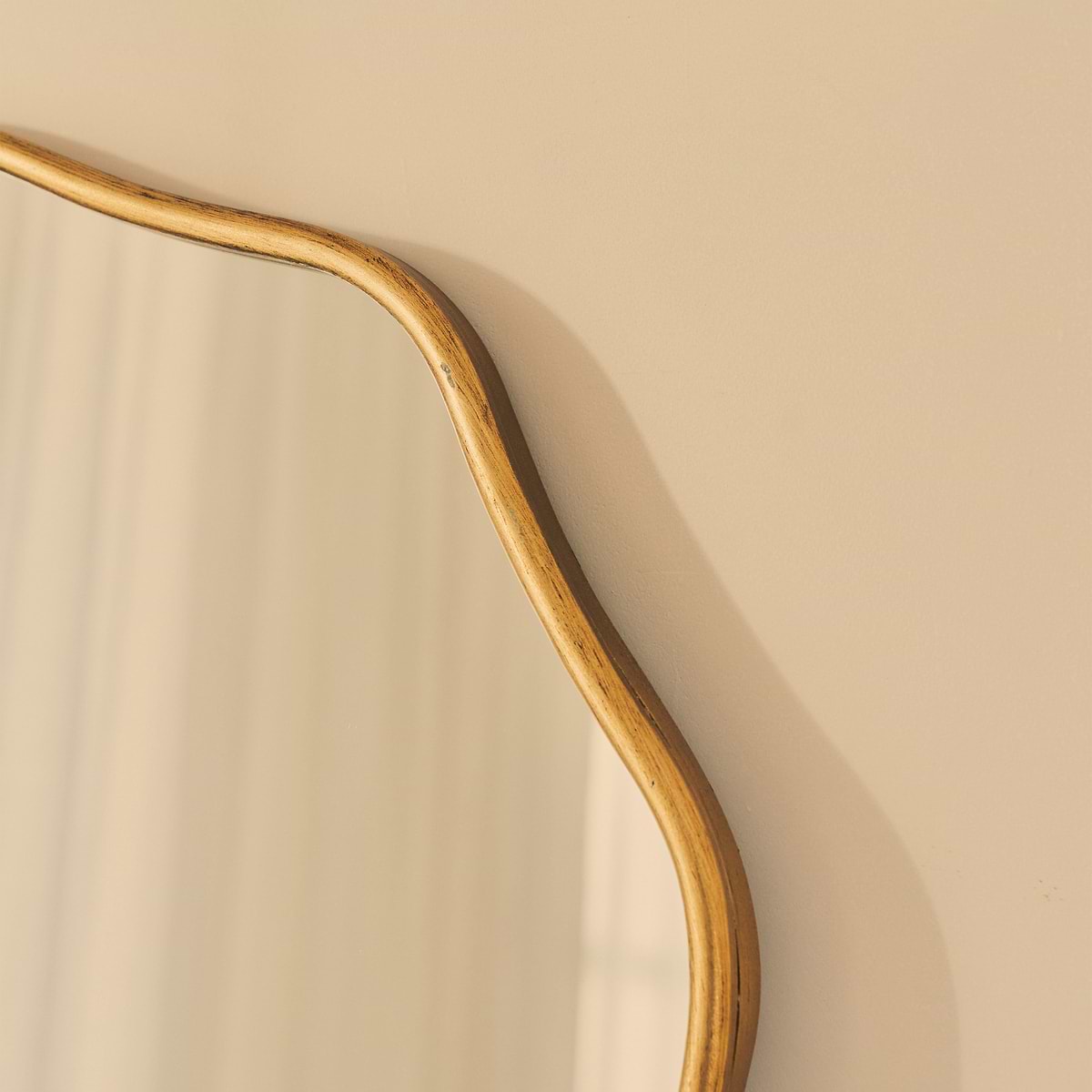 Sabrina - Gold Wavy Arched Metal Overmantle Mirror 100cm x 70cm