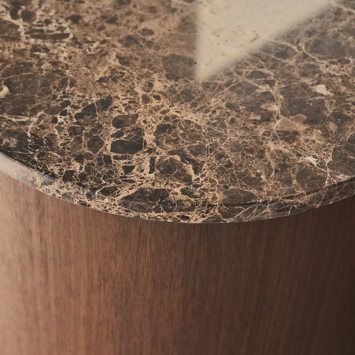 Madison - Dark Emperador Round Dark Wood Side Table