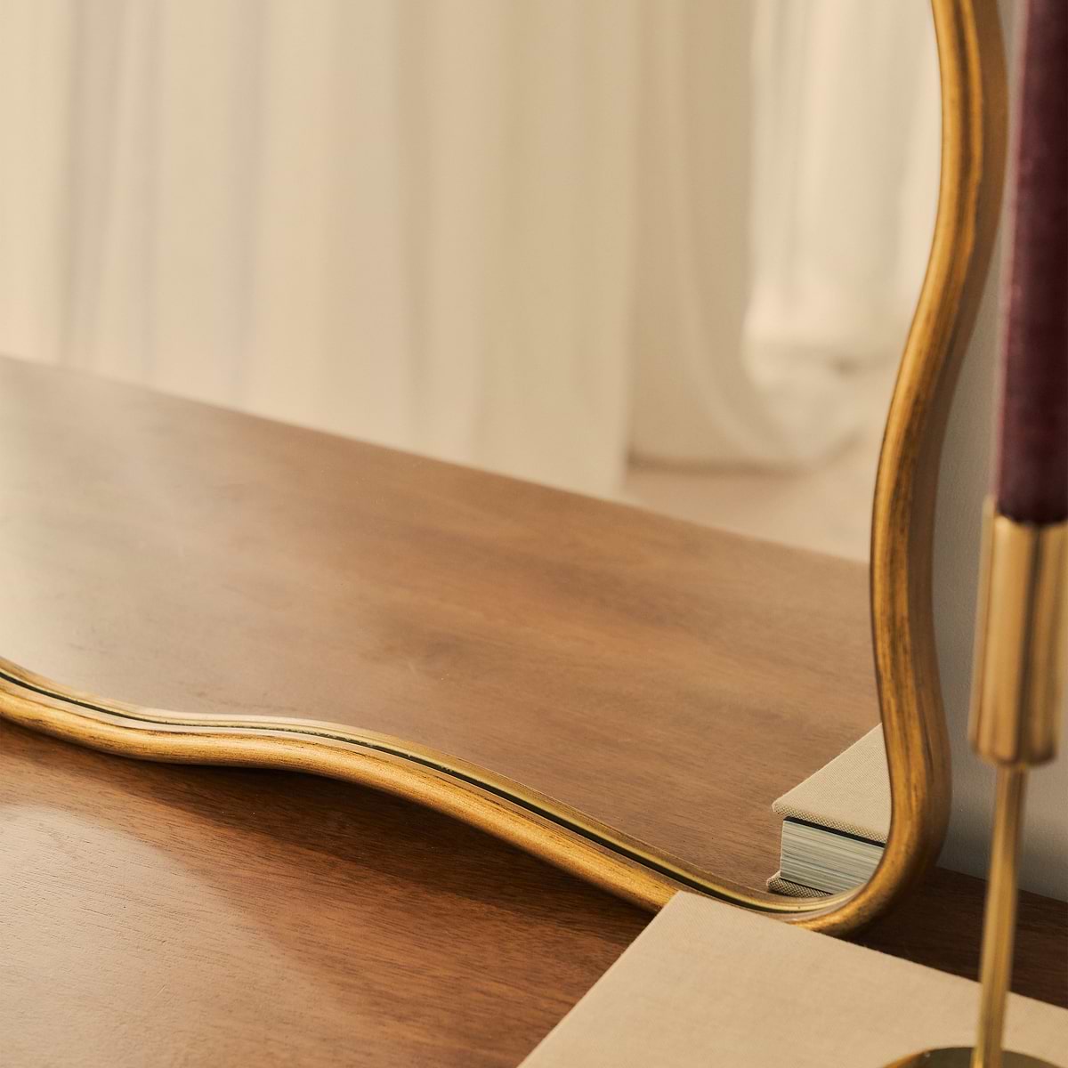 Sabrina - Gold Wavy Arched Metal Overmantle Mirror 100cm x 70cm