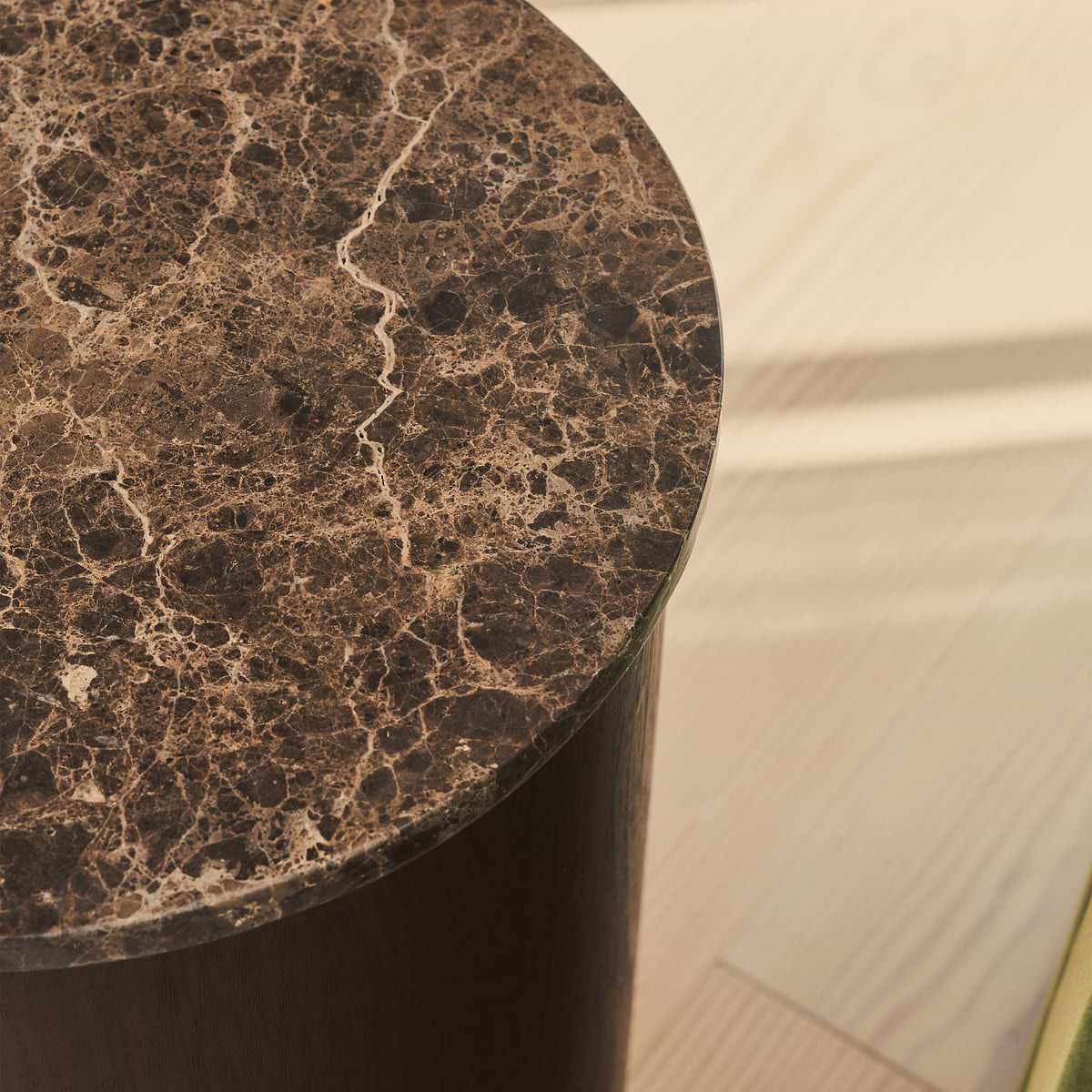Madison - Dark Emperador Round Dark Wood Side Table