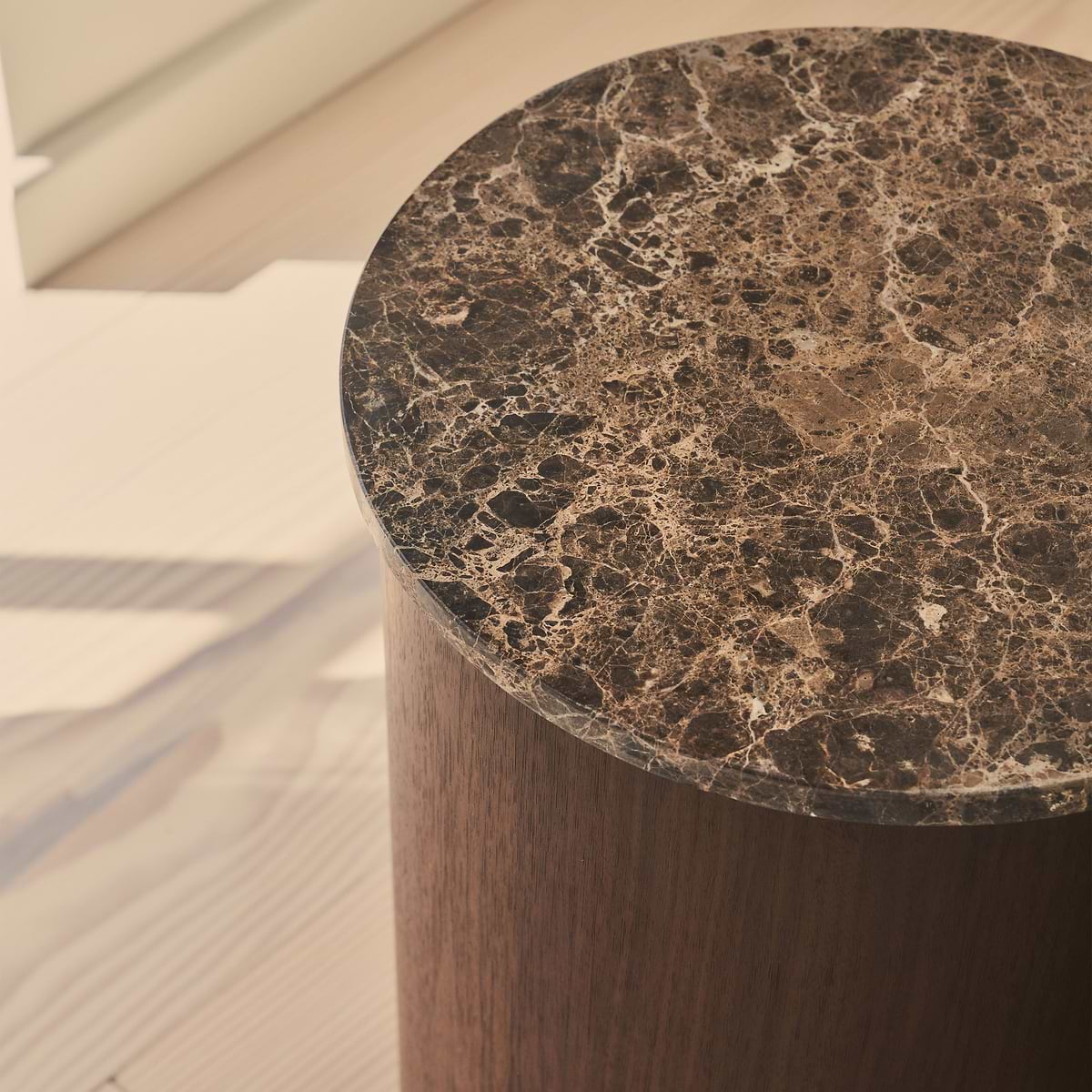 Madison - Dark Emperador Round Dark Wood Side Table