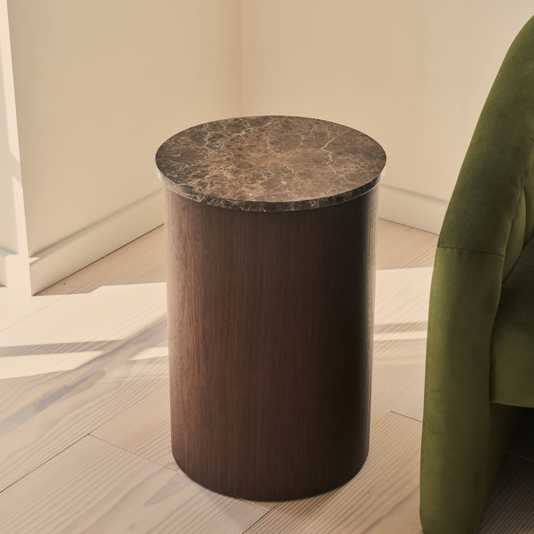 Madison - Dark Emperador Round Dark Wood Side Table