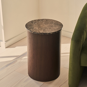 Madison - Dark Emperador Round Dark Wood Side Table