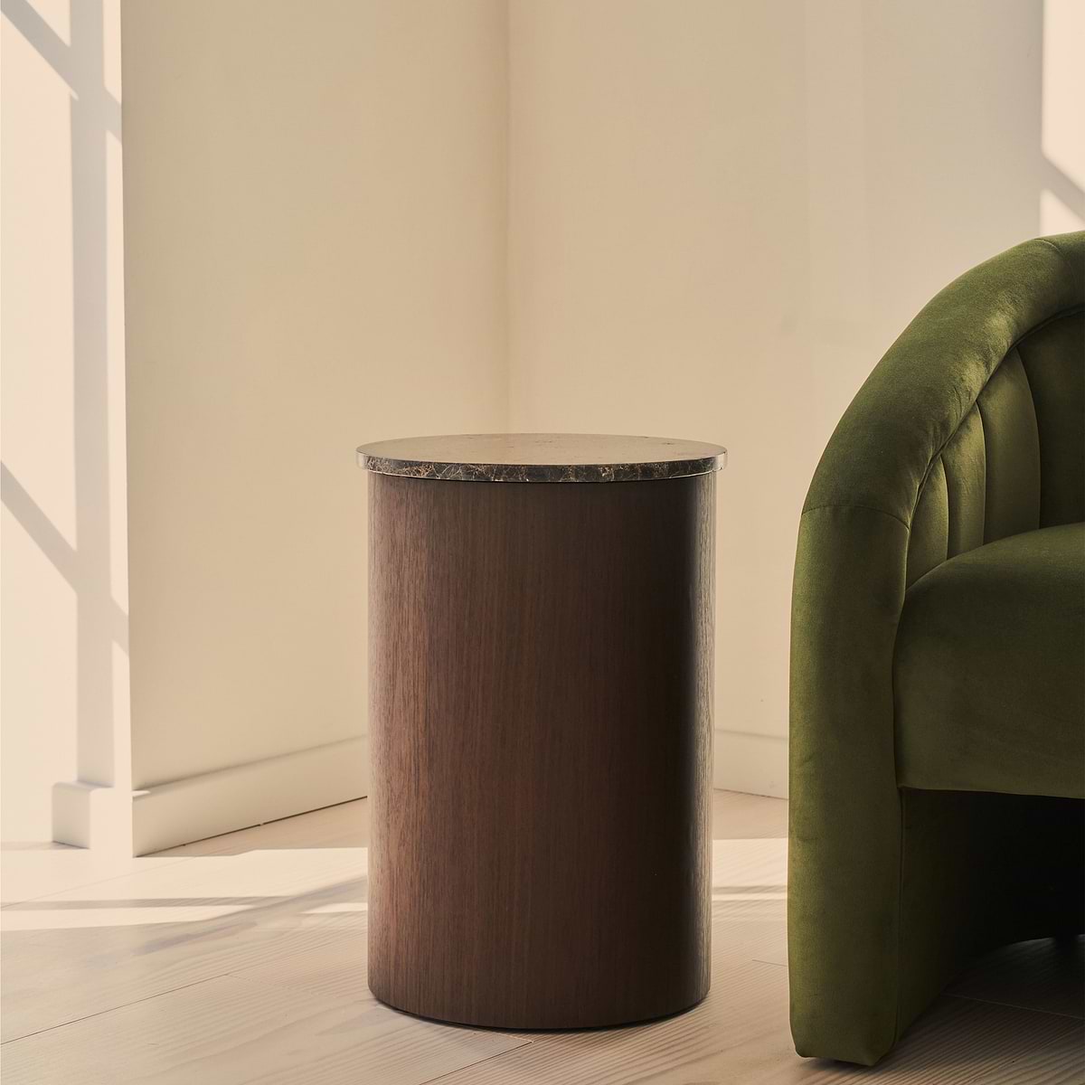Madison - Dark Emperador Round Dark Wood Side Table