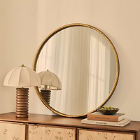 Corra - Gold Rope Twist Round Metal Wall Mirror 90cm x 90cm