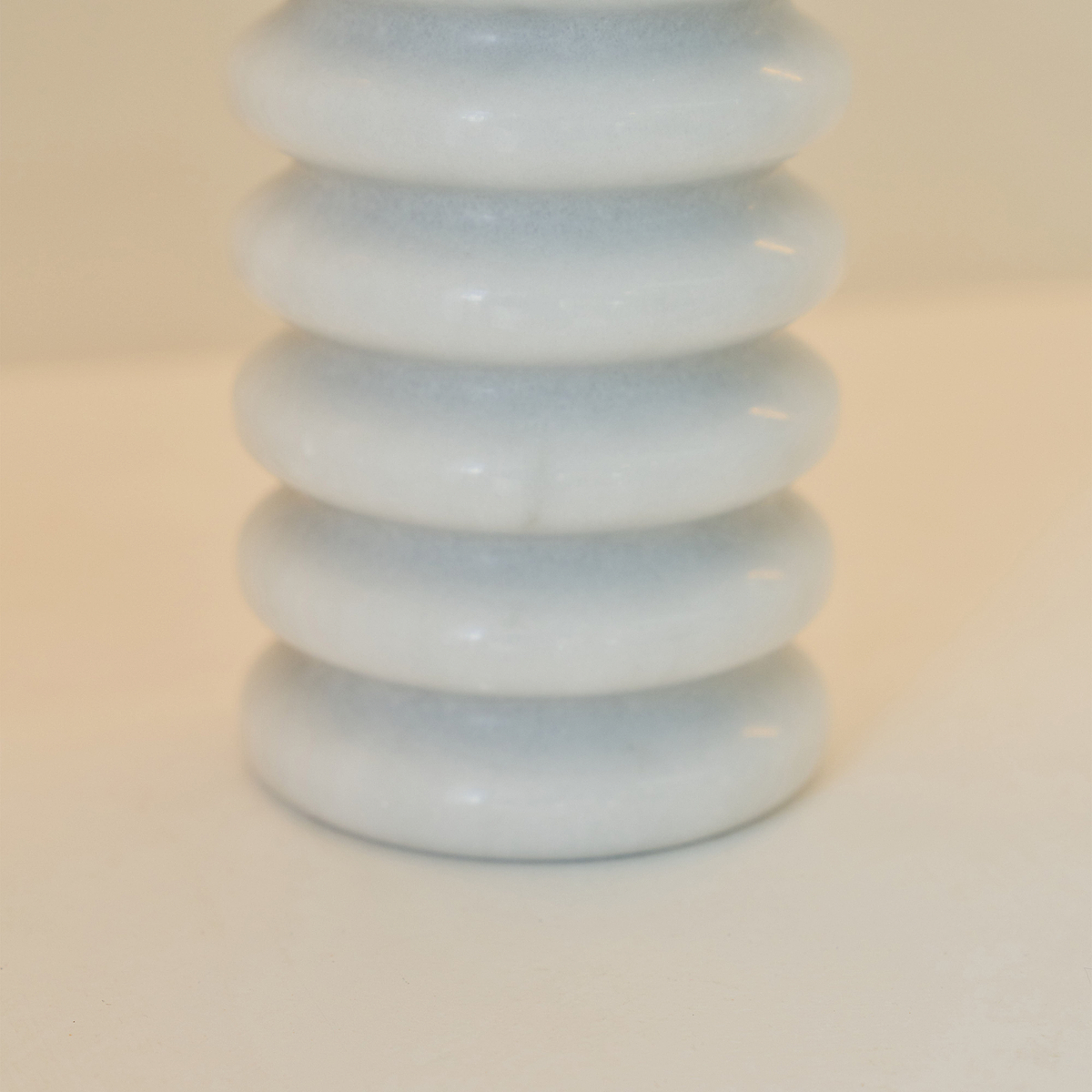 Varella - Large White Marble Ribbed Decorative Vase 25cm