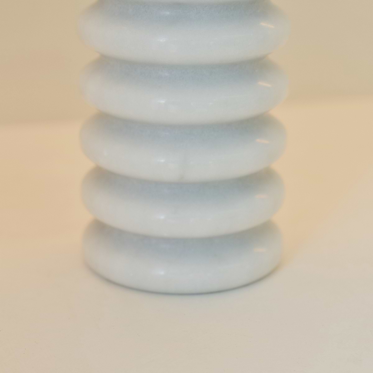 Varella - Large White Marble Ribbed Decorative Vase 25cm