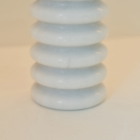 Varella - Large White Marble Ribbed Decorative Vase 25cm