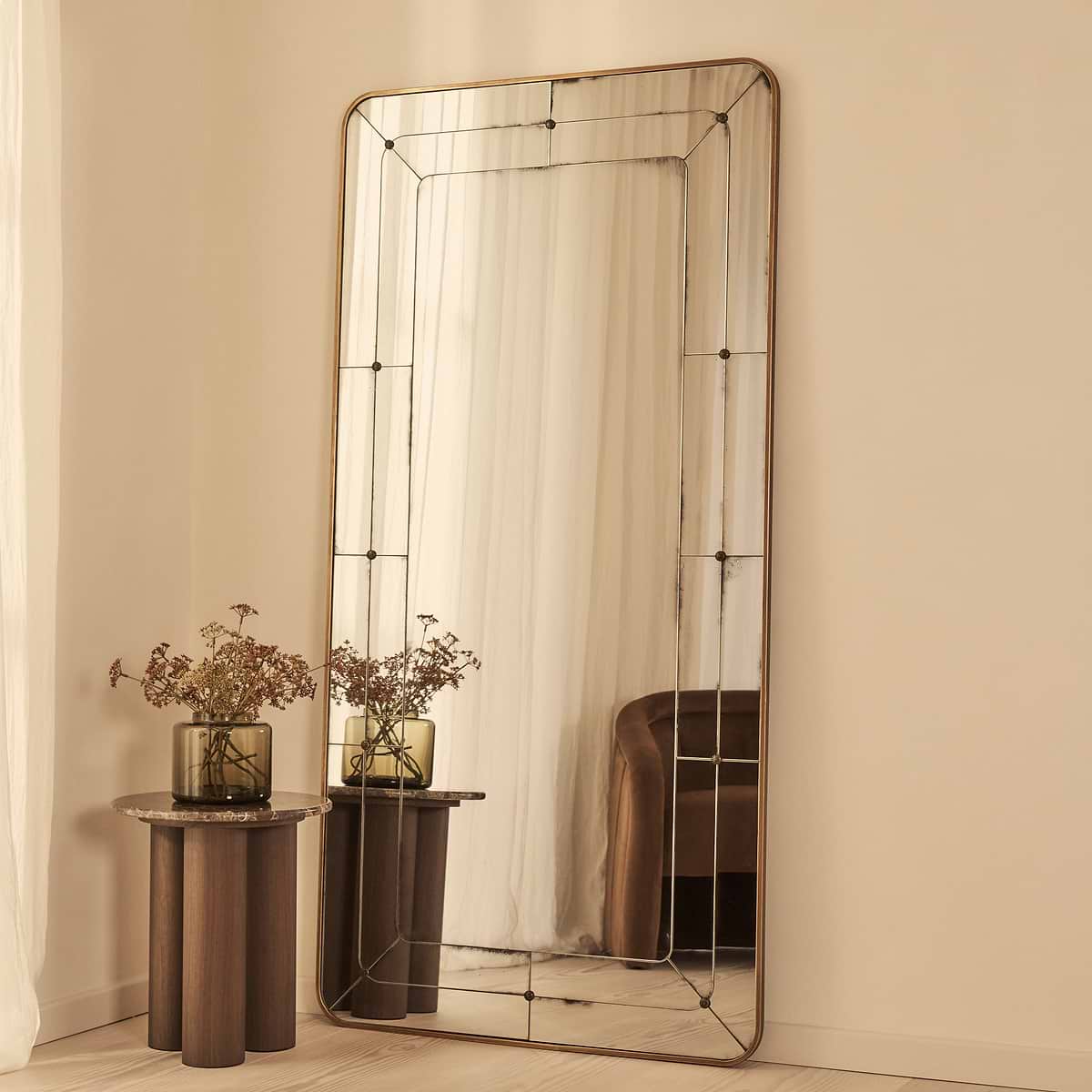 Teramo - Full Length Gold Antique Glass Metal Mirror 180cm x 90cm