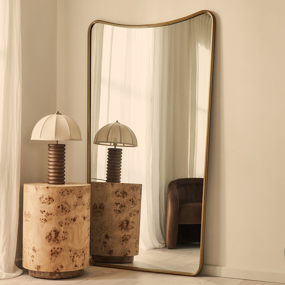 Louis - Gold Full Length Curved Metal Mirror 180cm x 100cm