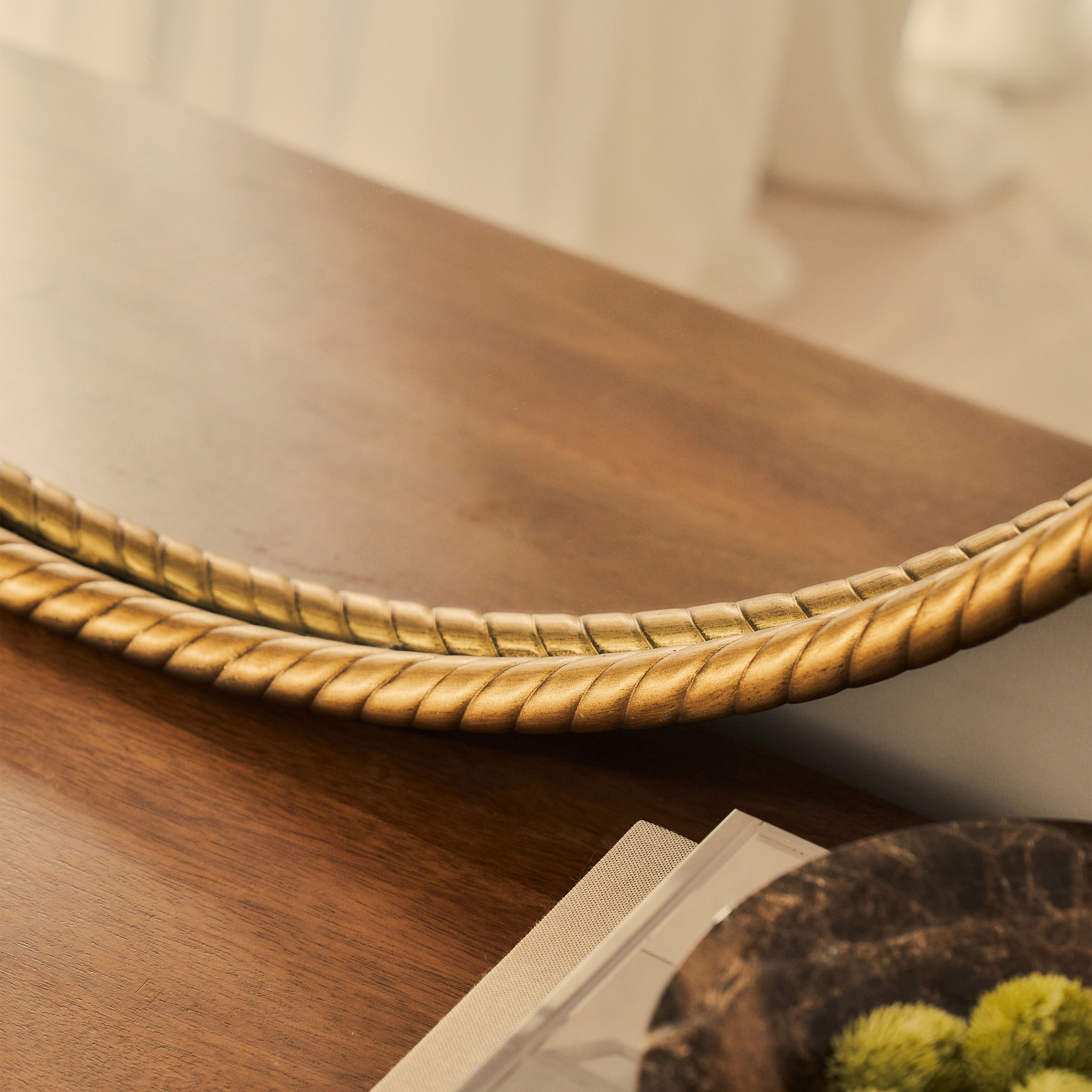 Corra - Gold Rope Twist Round Metal Wall Mirror 90cm x 90cm