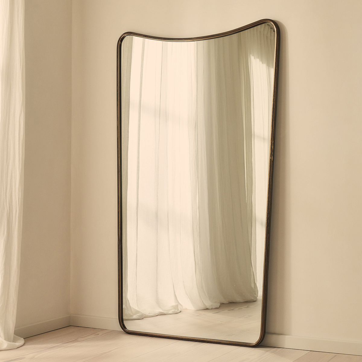 Louis - Antique Bronze Full Length Curved Metal Mirror 180cm x 100cm