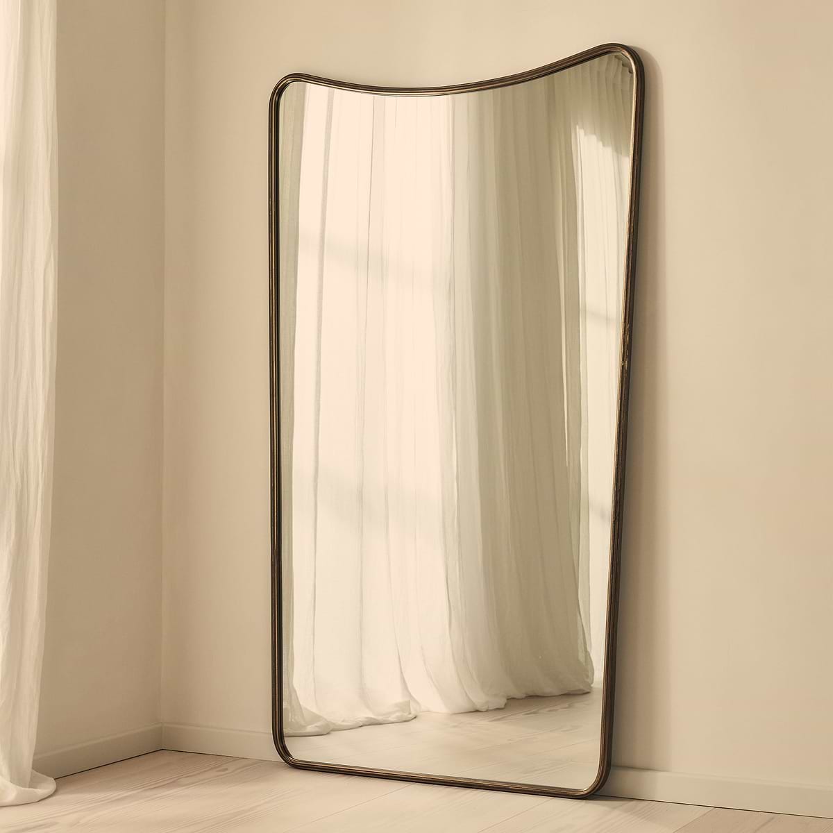 Louis - Antique Bronze Full Length Curved Metal Mirror 180cm x 100cm