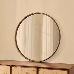 Corra - Antique Bronze Rope Twist Round Metal Wall Mirror 90cm x 90cm