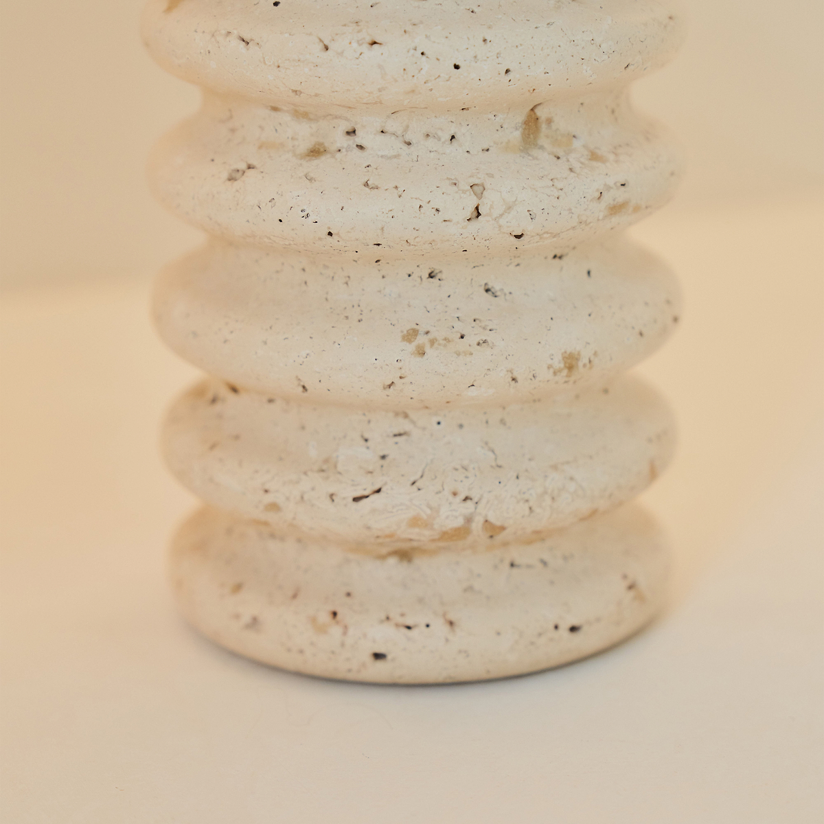 Varella - Large Cream Travertine Ribbed Decorative Vase 25cm