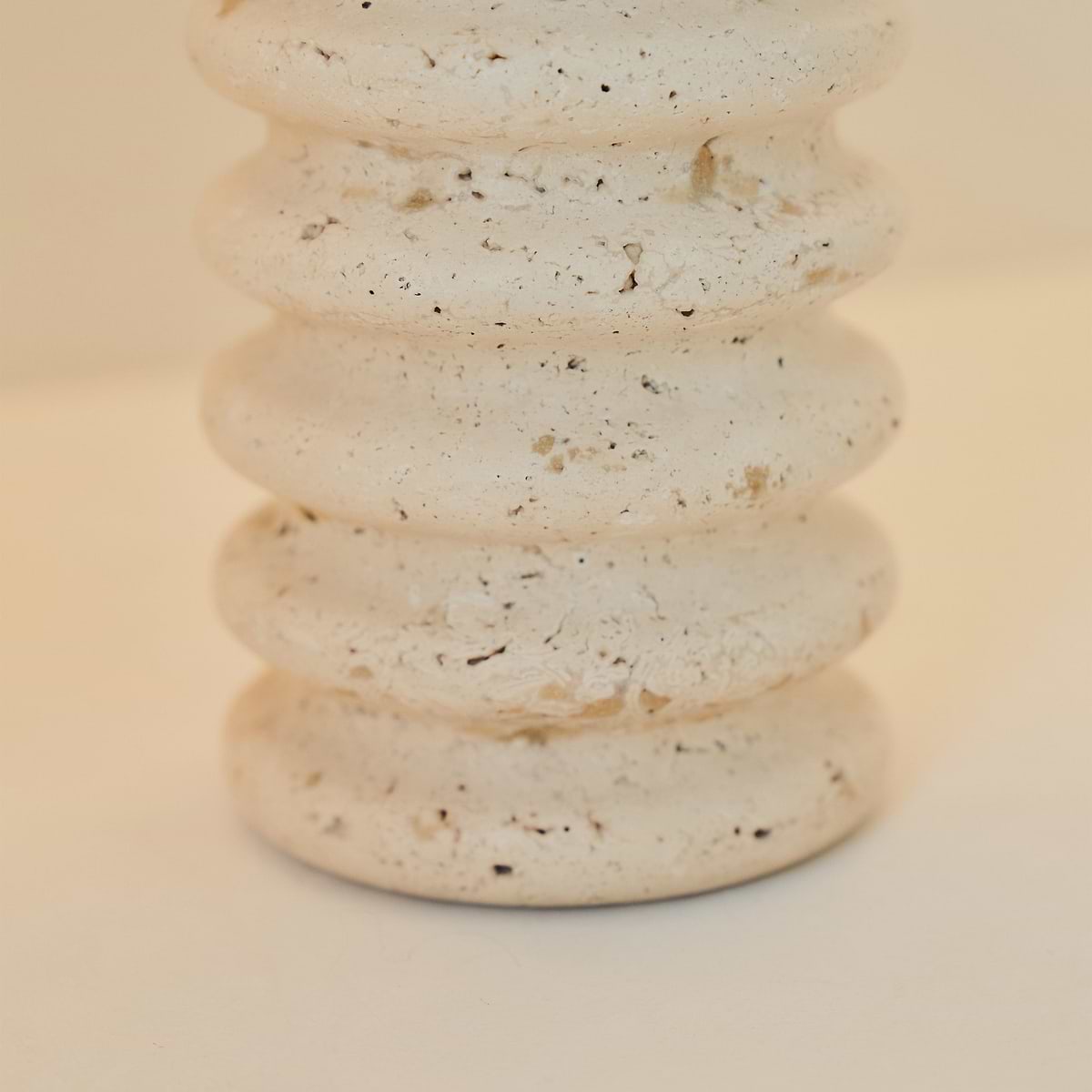 Varella - Large Cream Travertine Ribbed Decorative Vase 25cm