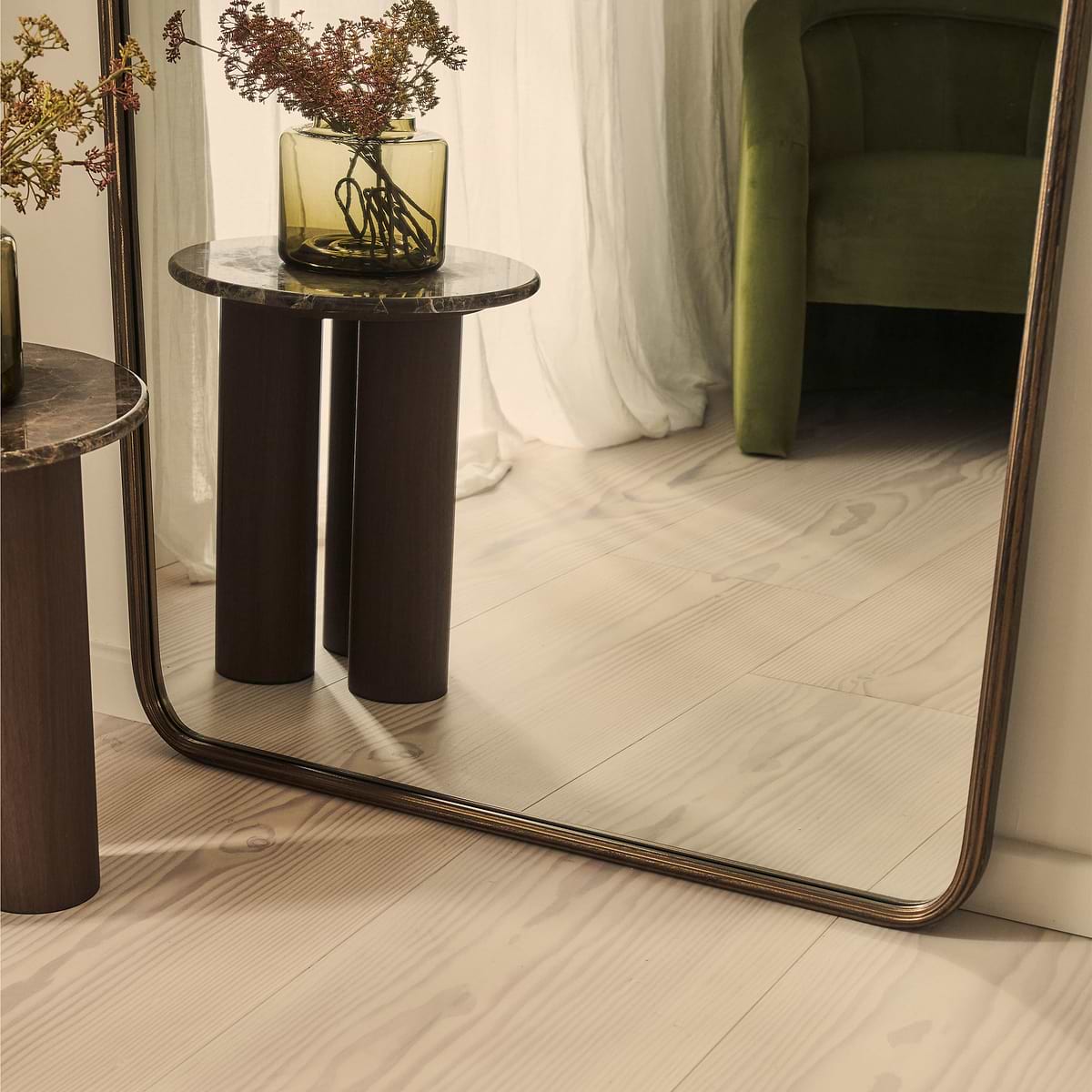 Louis - Antique Bronze Full Length Curved Metal Mirror 180cm x 100cm