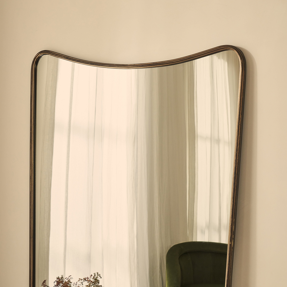 Louis - Antique Bronze Full Length Curved Metal Mirror 180cm x 100cm