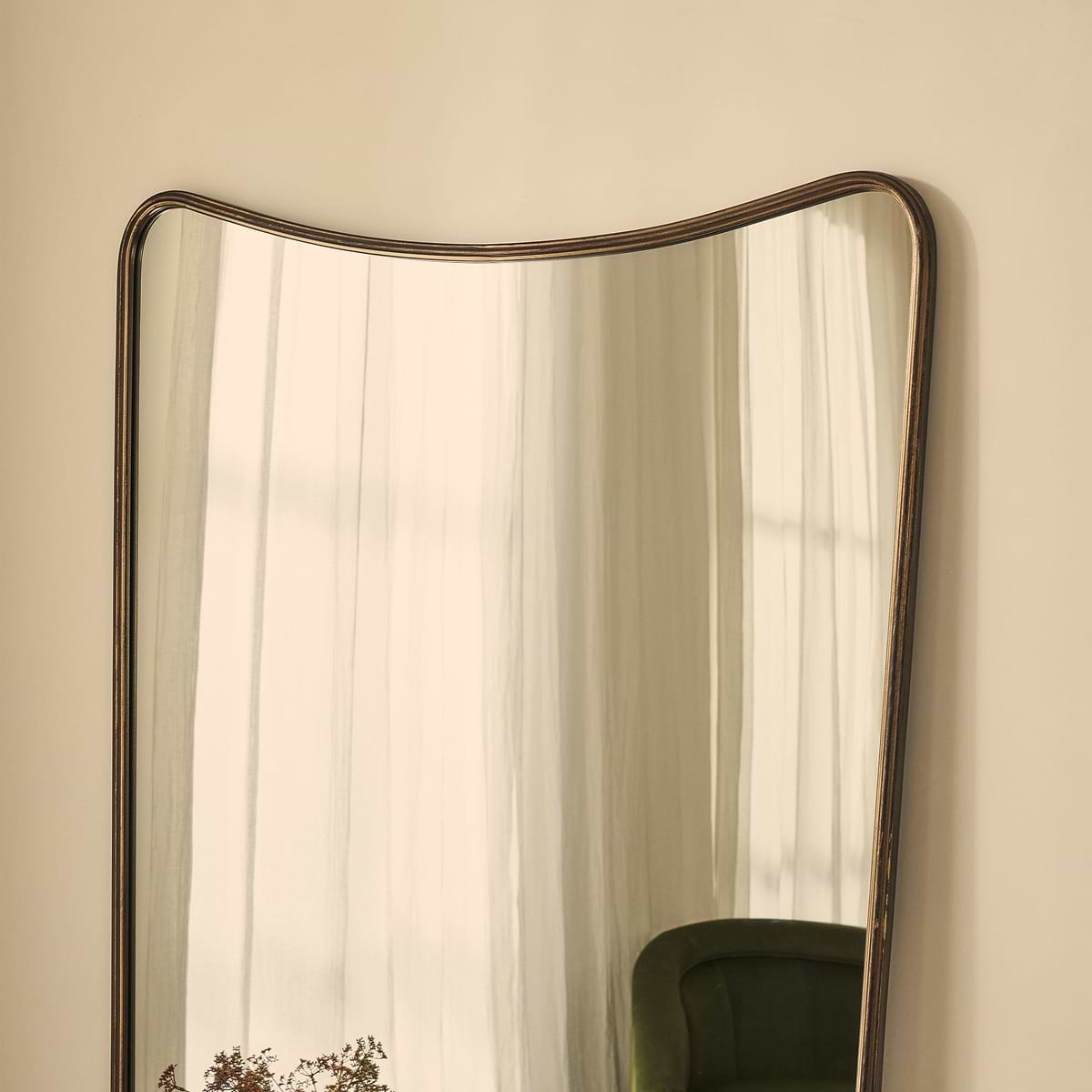 Louis - Antique Bronze Full Length Curved Metal Mirror 180cm x 100cm