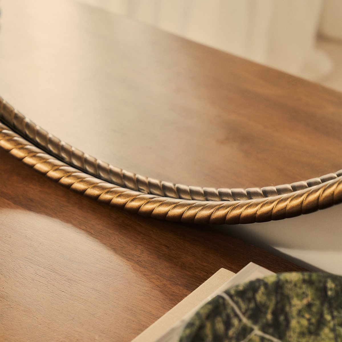 Corra - Antique Bronze Rope Twist Round Metal Wall Mirror 90cm x 90cm