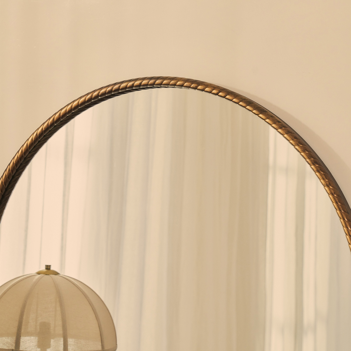 Corra - Antique Bronze Rope Twist Round Metal Wall Mirror 90cm x 90cm