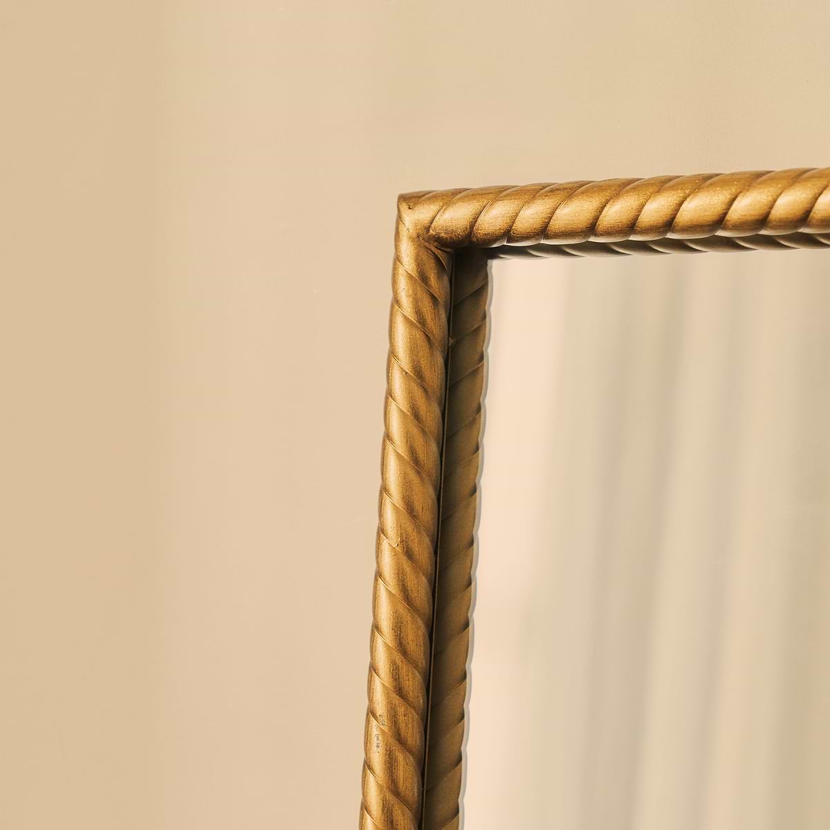 Corra - Gold Rope Twist Metal Overmantle Mirror 90cm x 60cm
