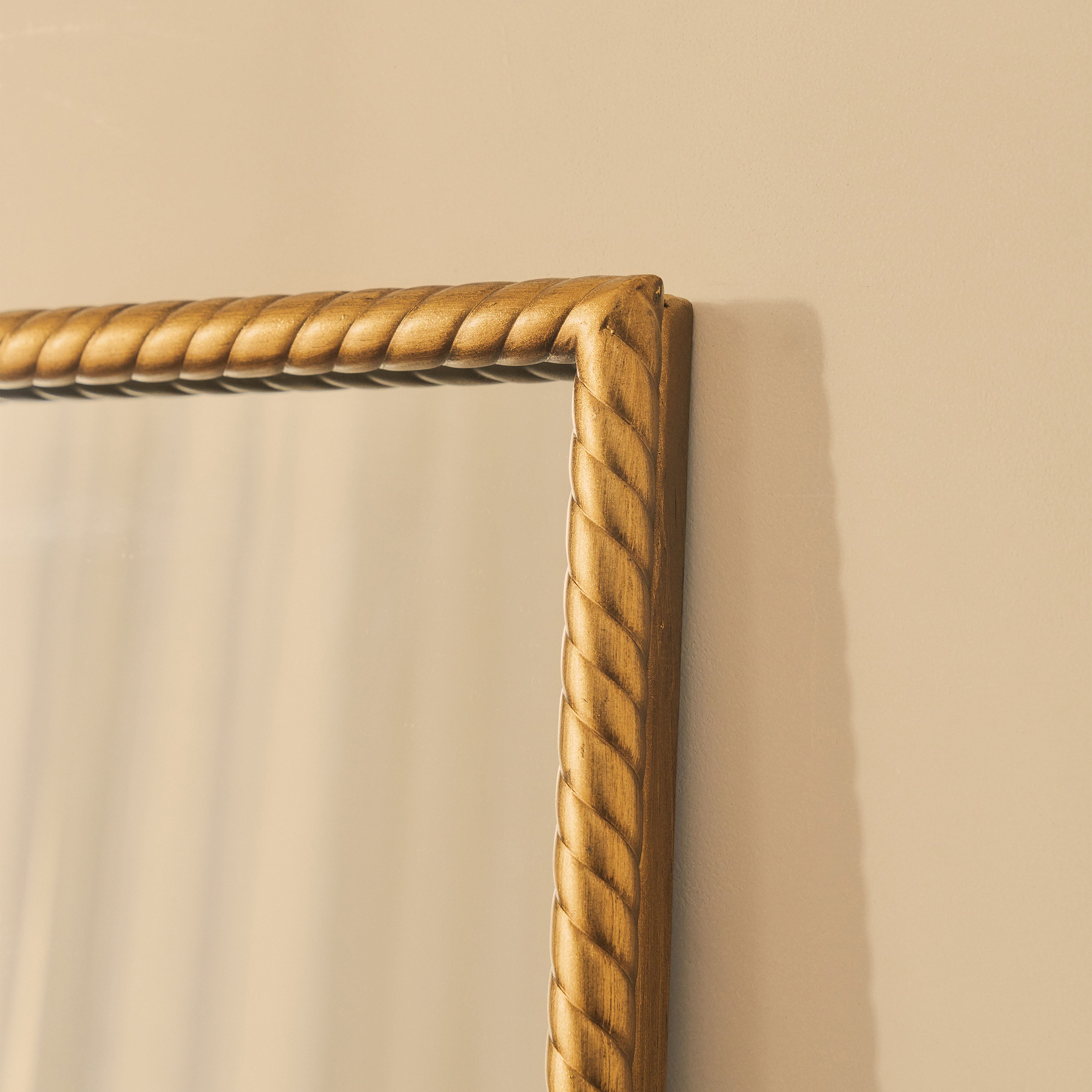 Corra - Gold Rope Twist Metal Overmantle Mirror 90cm x 60cm