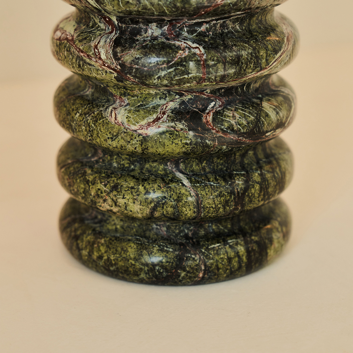 Varella - Large Green Marble Ribbed Decorative Vase 25cm